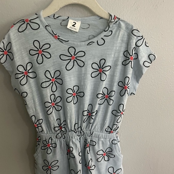 Stem by Nordstrom Toddler Girls Size 2 Blue Daisy Floral Print Romper - Picture 5 of 10